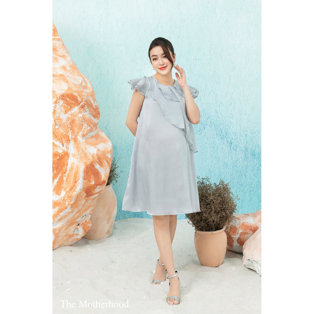 Váy Bầu Đẹp TơTrơn Phối Bèo Sang Trọng Mềm Mát  Đủ Size Cho Mẹ Bầu Và Sau SinhTừ 47-85kg BELLA MAMA - D129