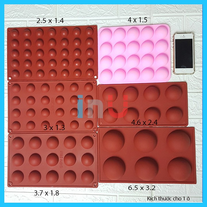 HCM - Khuôn silicon nửa hình tròn nhiều mẫu 4 ô, 6 ô, 8 ô, 15 ô, 20 ô, 24 ô và 35 ô BSI