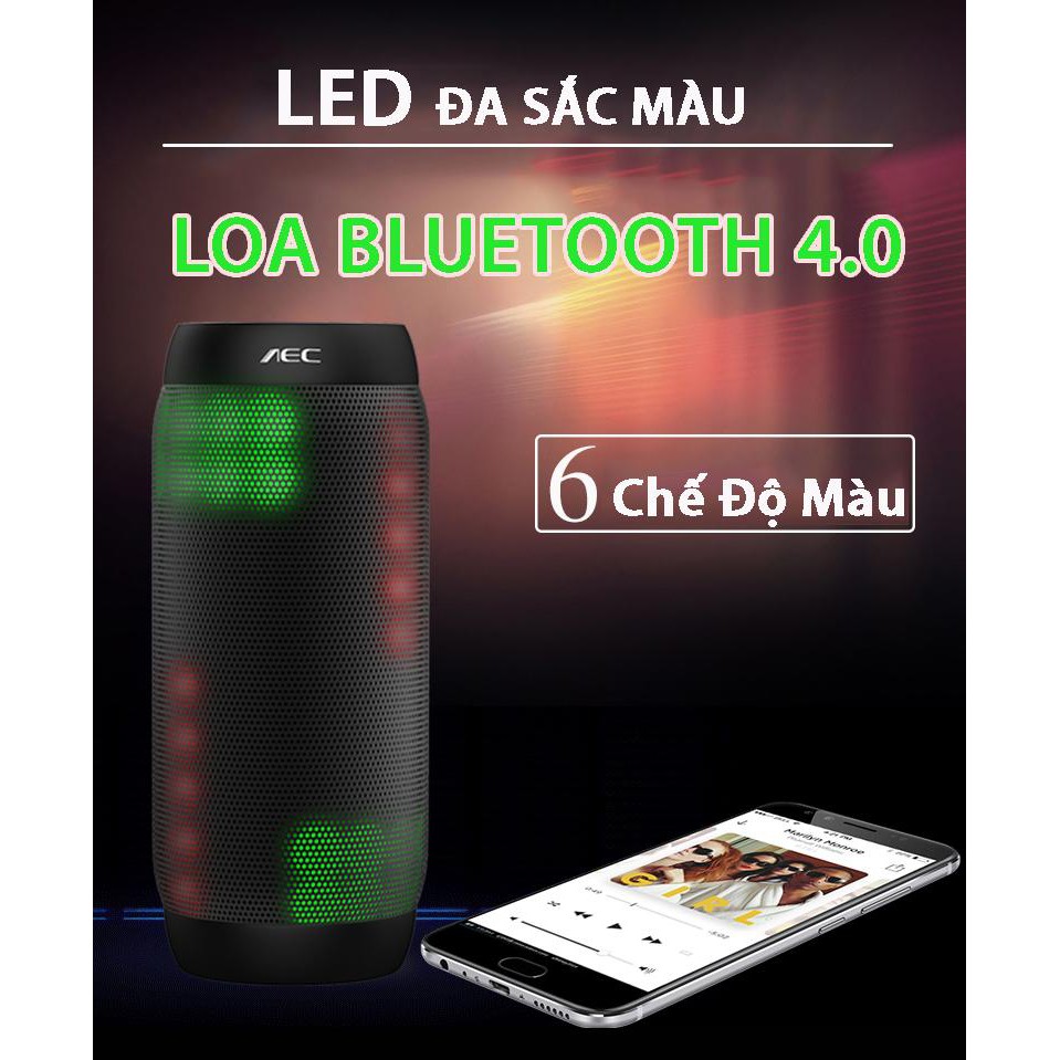 Loa nghe nhạc cầm tay, Loa Bluetooth, Loa thông minh bluetooth AEC 615 thiết kế thời trang, có đèn led bắt mắt