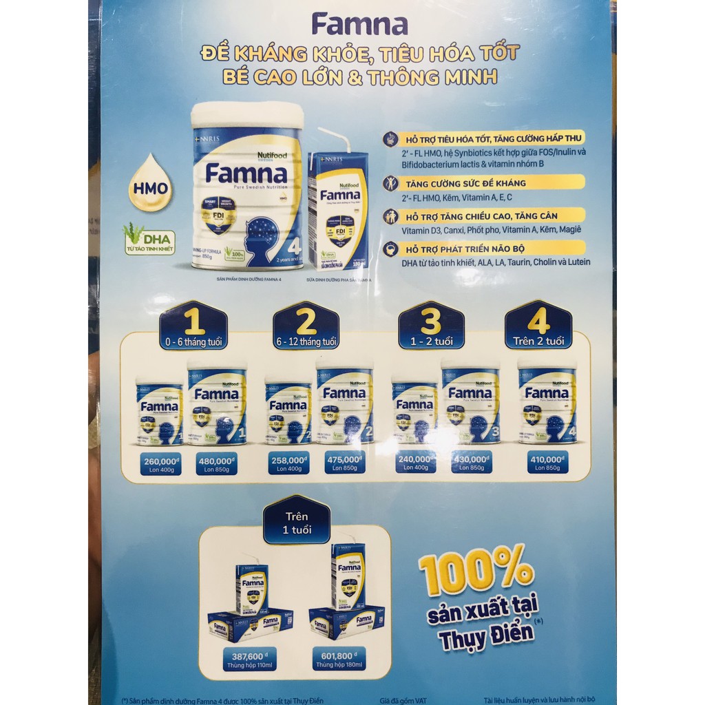 Hộp sữa Famna Step 4 lon 850g - NutiFood Thụy Điển (Dành cho bé từ 2 tuổi trở lên)