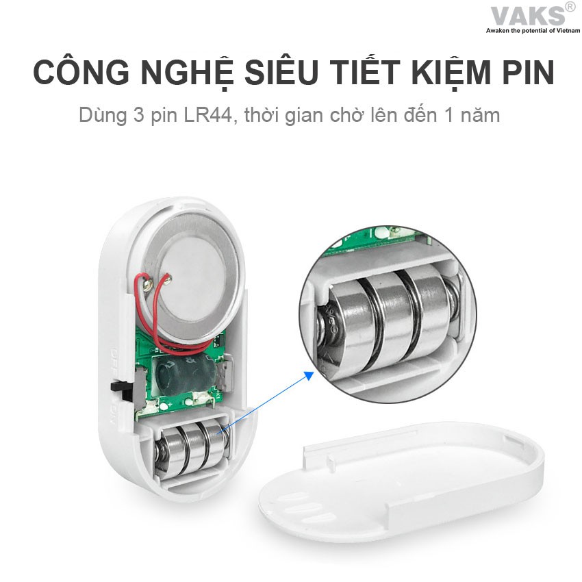 Thiết bị BÁO KHÁCH - BÁO TRỘM lắp cửa CAO CẤP - cửa từ VAKS MC-03, 130dB, Có Thể Điều Chỉnh Âm Lượng, Đổi Kiểu Chuông