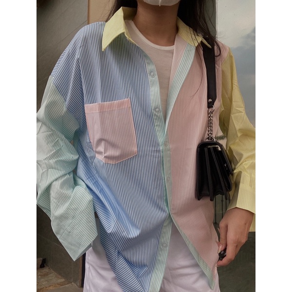 Áo sơ mi oversize 4 màu pastel