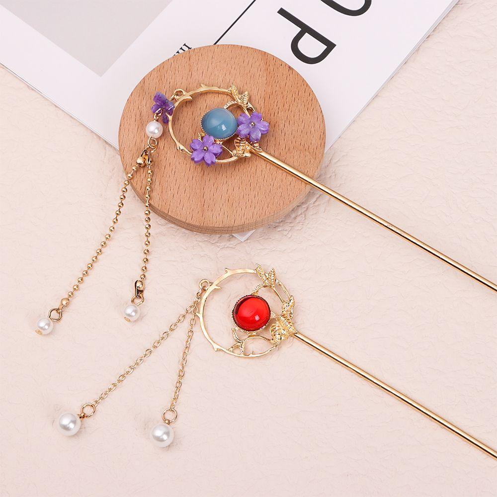 CACTU Lược Cài Tóc Đính Hoa Lấp Lánh Thời Trang Theo Phong Cách Trung Hoa
