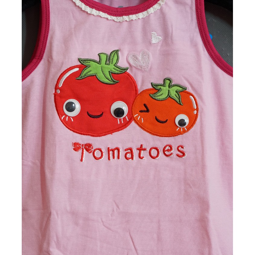 Bộ thun bé gái mùa hè thêu đôi bạn cà chua