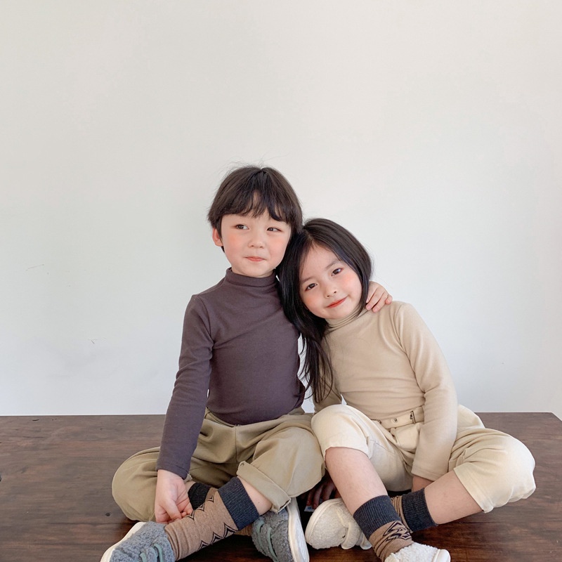 Áo cổ cao trơn chất mịn Hàn Quốc cho bé gái bé trai size 80-120