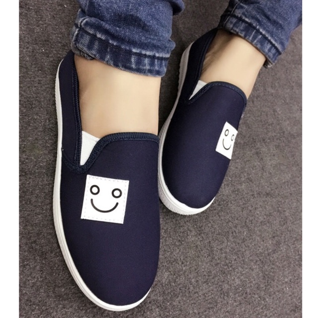 Giày slip on mặt cười màu xanh đen VV09  | BigBuy360 - bigbuy360.vn