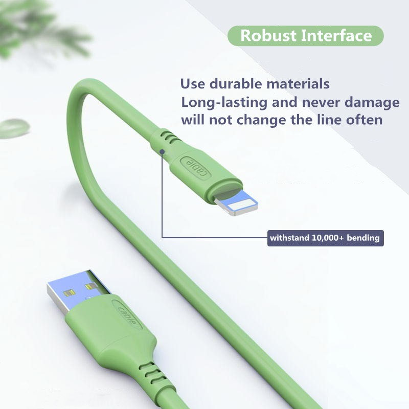【Liquid Silicon Cable 】4 Colour Cord Charging Cable Fast Charger For Type-C Micro USB iPhone ,iPhone And Android 1M Candy Colors  3A Cables