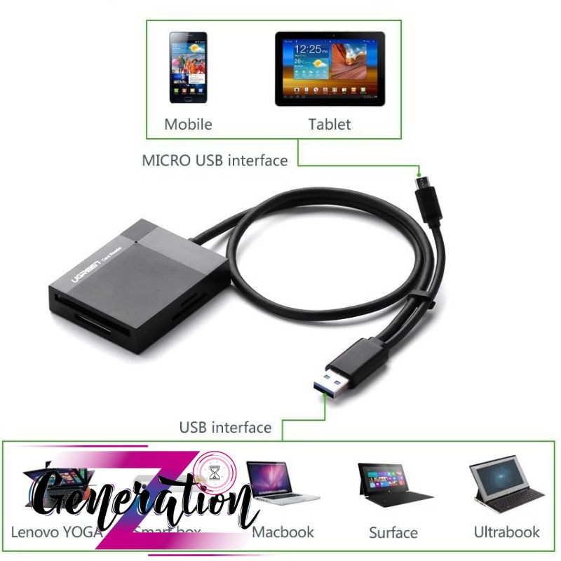 Đầu đọc thẻ nhớ USB 3.0 All in One có OTG cổng micro cho android Ugreen 30334 - Card Reader Ugreen 30334