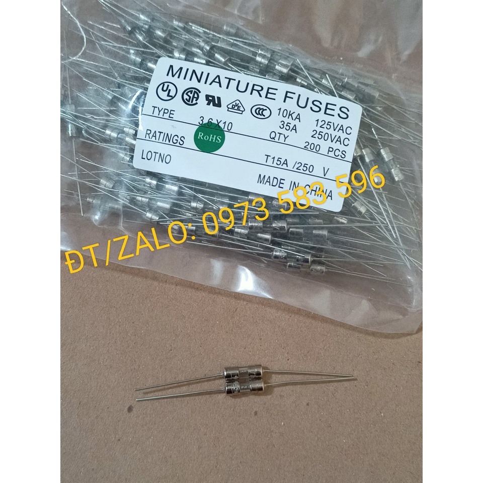 Cầu Chì Chân cắm T15A 250V 3.6 x 10mm