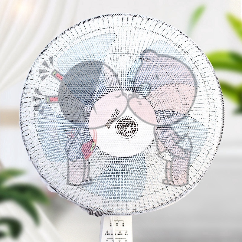 Lưới bọc quạt hình thú ngộ nghĩnh Dễ Thương An Toàn cho bé / Lưới Vải Bọc Lồng Quạt Có Dây Rút Họa Tiết Đáng Yêu