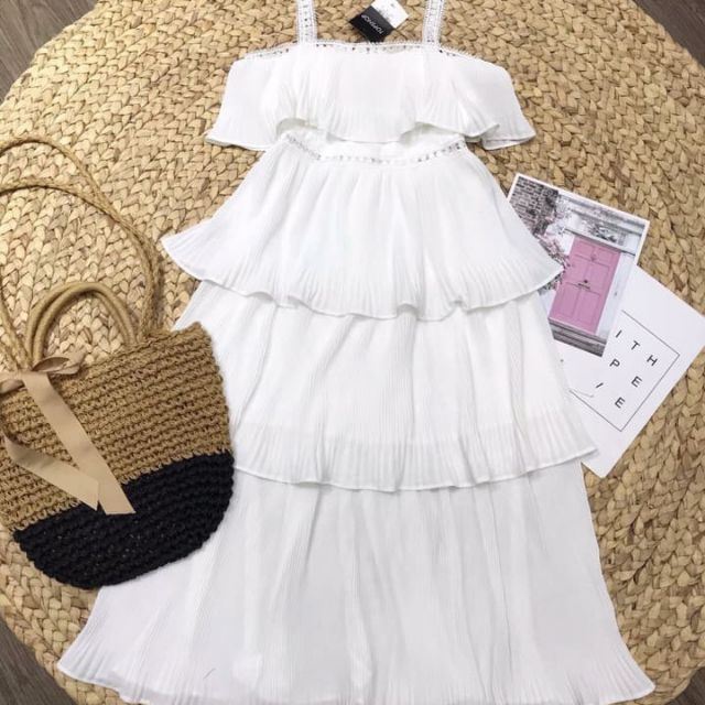 đầm maxi dập ly tầng