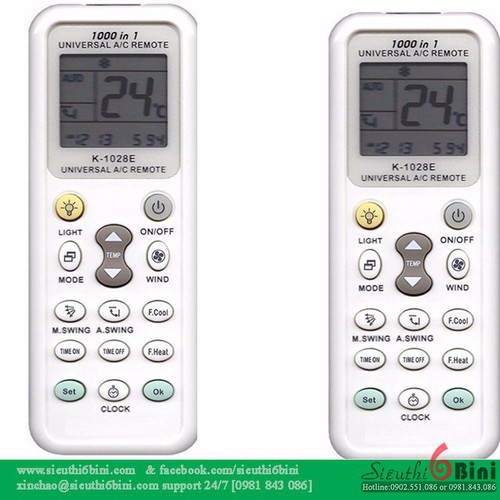 Remote tất cả máy lạnh 1000 in 1 - 1028