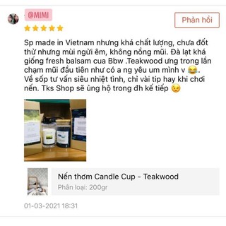 [Freeship] Nến thơm Candle Cup - Teakwood