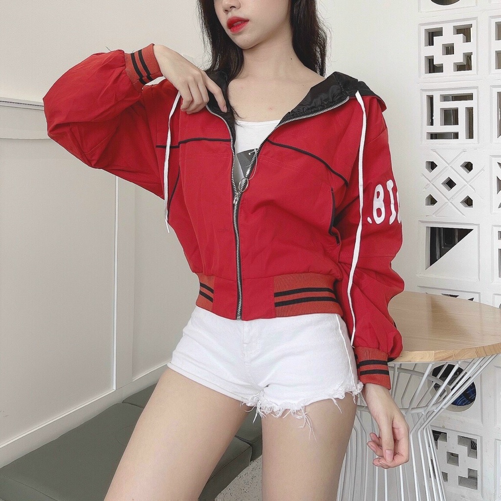 Áo khoác dù nữ có mũ form rộng chống nắng form ôm eo in chữ Bycicle MQ Fashion KD11