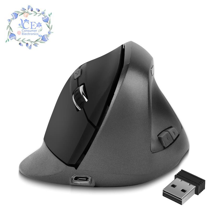 Wireless Vertical Optical Computer Mouse Ergonomic Rechargeable USB Gaming Mouse Upright Mice for PC Laptop Mac-Black