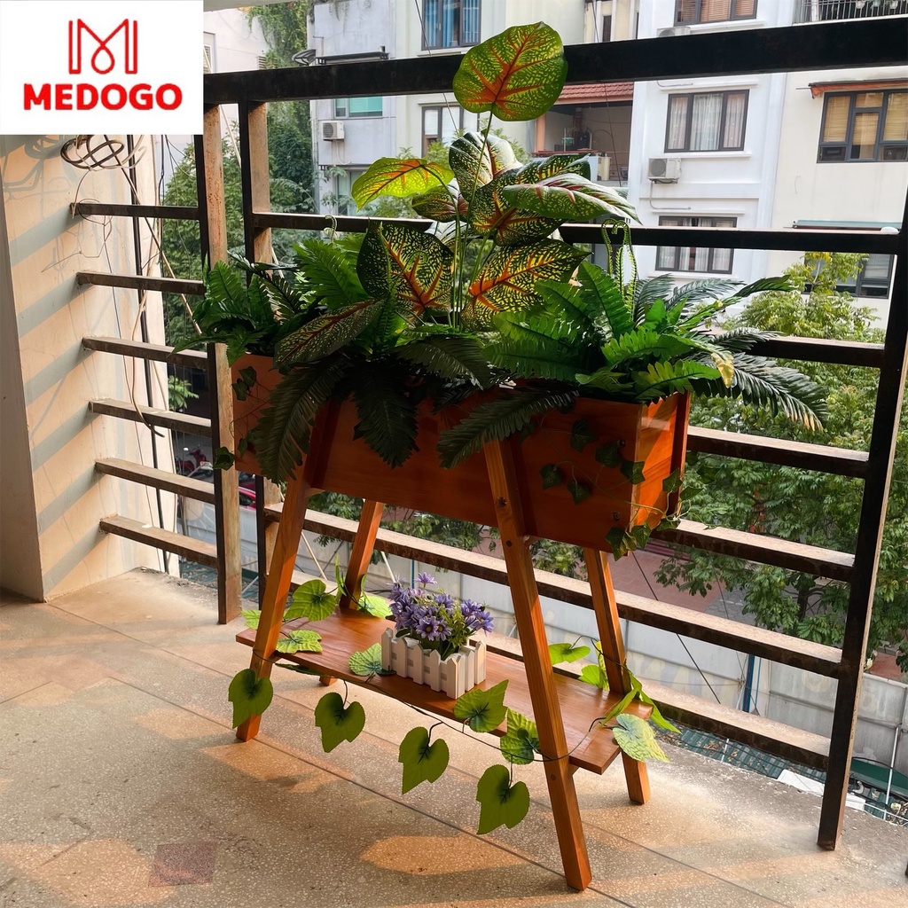 Chậu gỗ MEDOGO trồng cây nâng cấp, chậu trồng cây trang trí-02