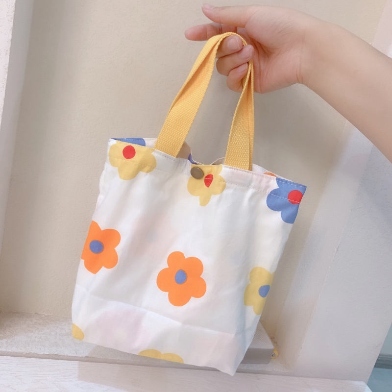 Túi Xách Mini Bằng Cotton Họa Tiết Hoa Thời Trang Hàn Quốc Cho Nữ