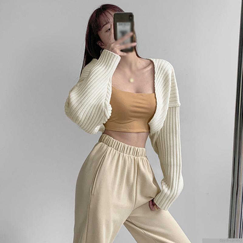 Áo khoác cardigan/ áo yếm màu trơn hở phía trước thời trang dành cho nữ