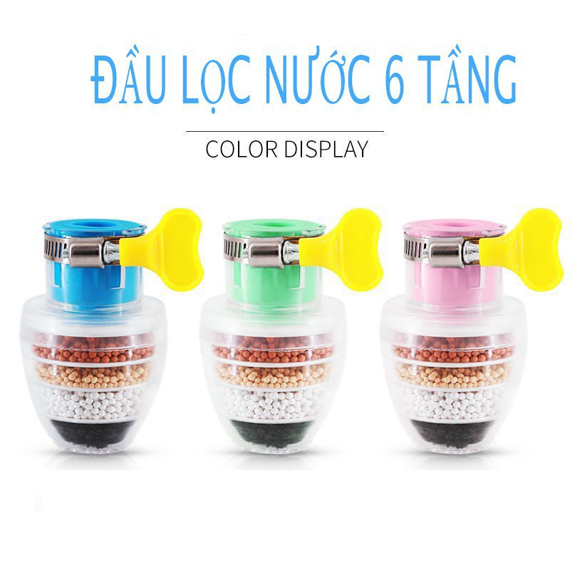 Sỉ 15k-Đầu Lọc Nước Trực Tiếp Tại Vòi 6 Tầng Lọc V4 - Lọc Nước Mini 6 Tầng Có Co Tăng Giảm Gắn Được Mọi Loại Vòi