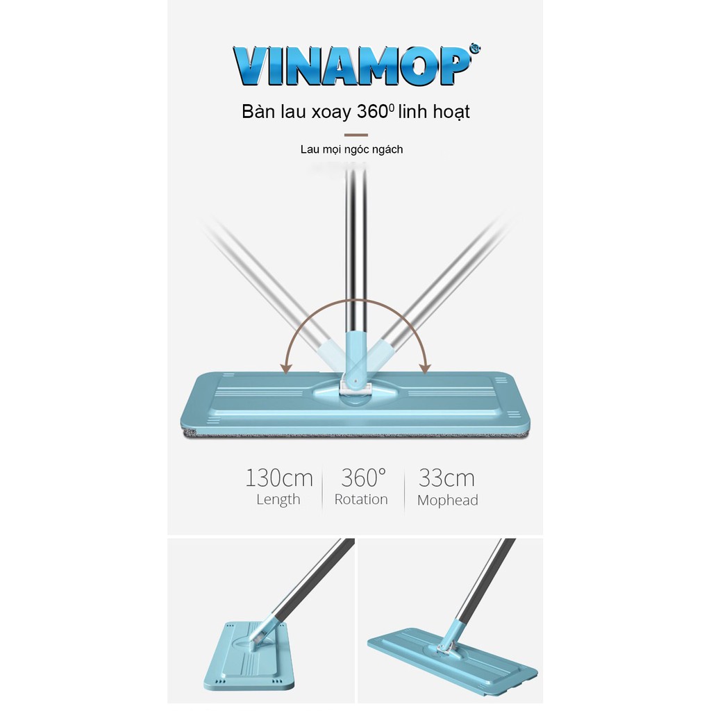 Bộ lau nhà phẳng Vinamop VNM19 bảo hành 12 tháng
