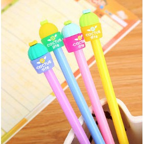 B57 bút chậu xương rồng tròn pastel bút cute bút dễ thương viết gel