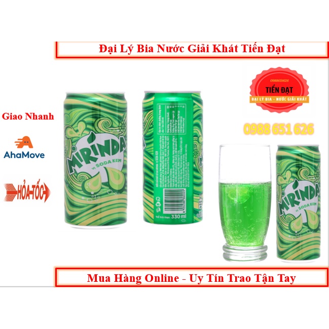 Lốc 6 Lon Mirinda Soda Kem Thái Và Việt 330ml