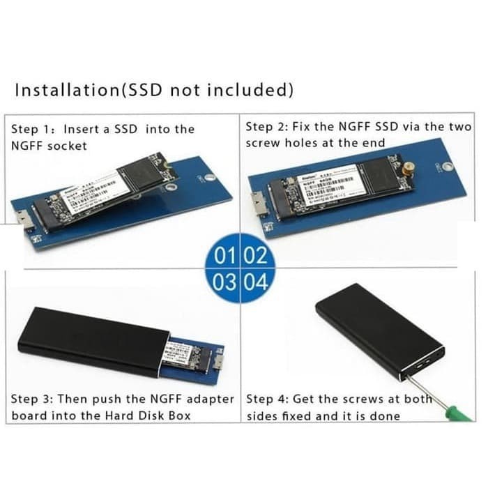 Hộp Đựng Ổ Cứng Ssd M.2 Ngff Sata Usb 3.0 5gbps M2 Ốp