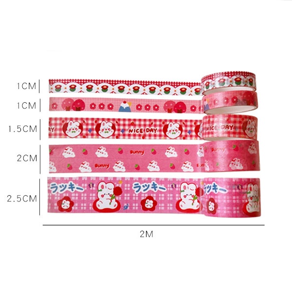 Set 5 Cuộn Băng Keo Washi Tape Nhiều Kích Cỡ