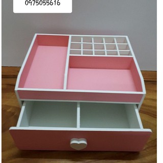 Kệ mỹ phẩm 2 tầng 25cm hồng phấn