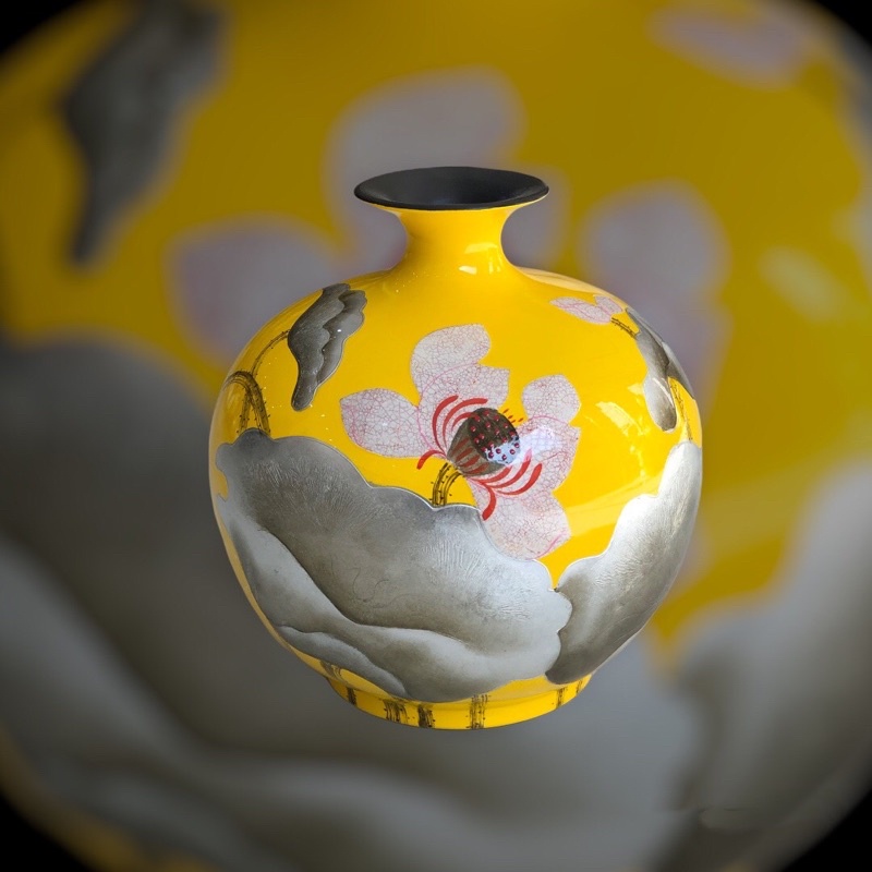 Bình hút lộc hoa sen sơn mài cao cấp 20cm 35cm