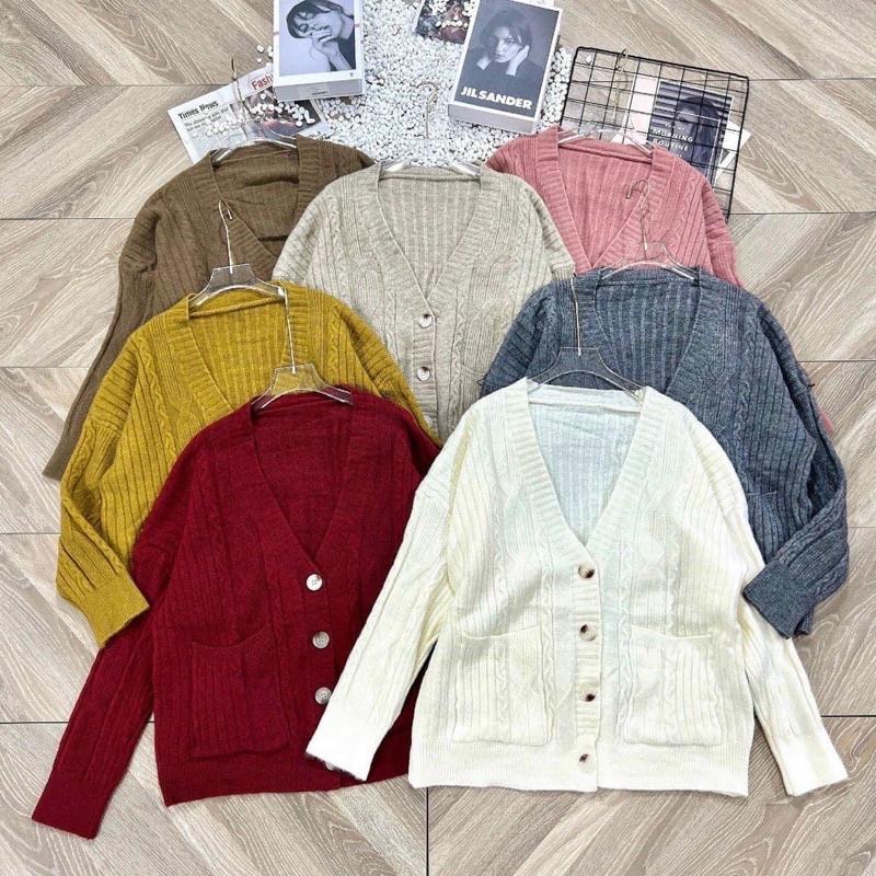 Áo khoác len cardigan quảng châu hai túi vintage siêu đẹp