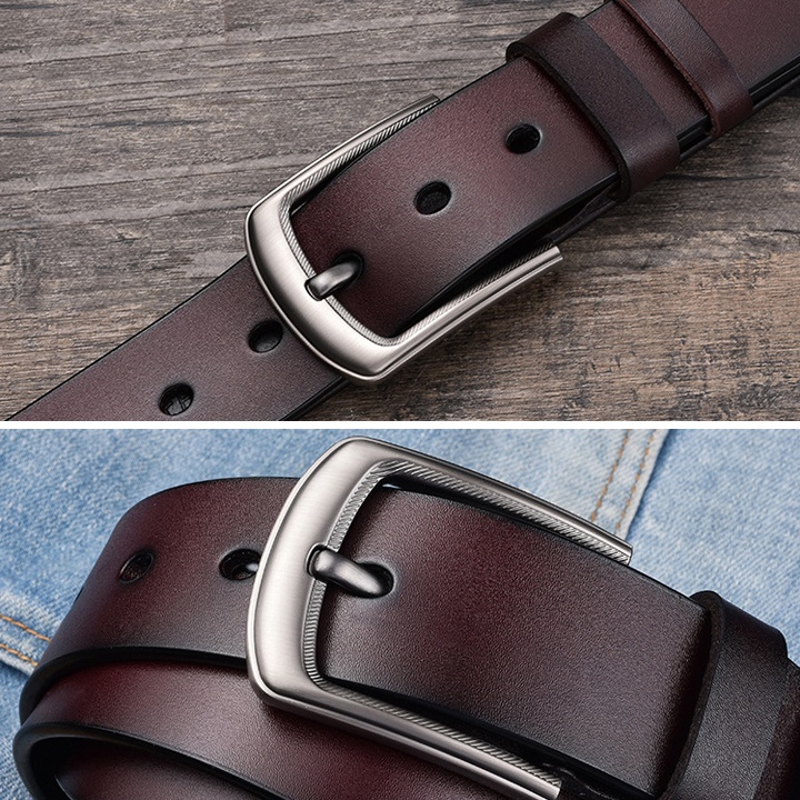 Thắt lưng nam da bò 2 lớp khoá hợp kim không gỉ phong cách cổ điển - TL2203