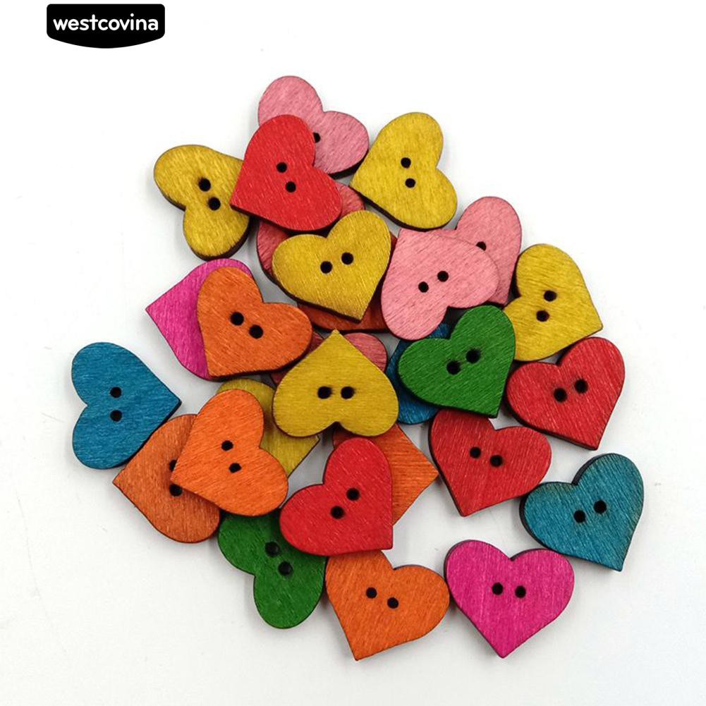 Set 100 Nút Gỗ 2 Lỗ Nhiều Màu Chuyên Dụng Cho Thợ May Vá