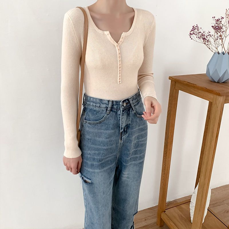 Áo Sweater Dệt Kim Mỏng Cổ Chữ V Thời Trang Mùa Thu 2023 Cho Nữ