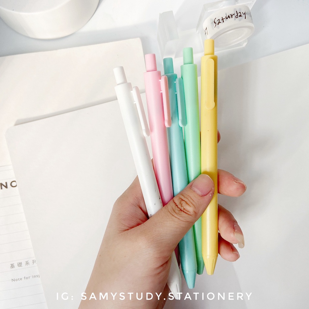 BÚT GEL ĐEN DẠNG BẤM MACARON MÀU PASTEL TRANG TRÍ SỔ TAY BULLET JOURNAL TAKE NOTE