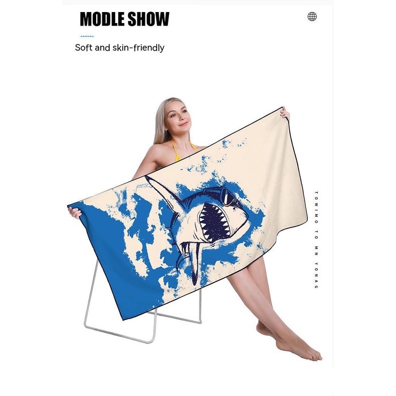 Khăn Tắm Hai Mặt Sợi Nhỏ Thấm Hút Nước Nhanh Khô In Họa Tiết Thời Trang Đi Biển
