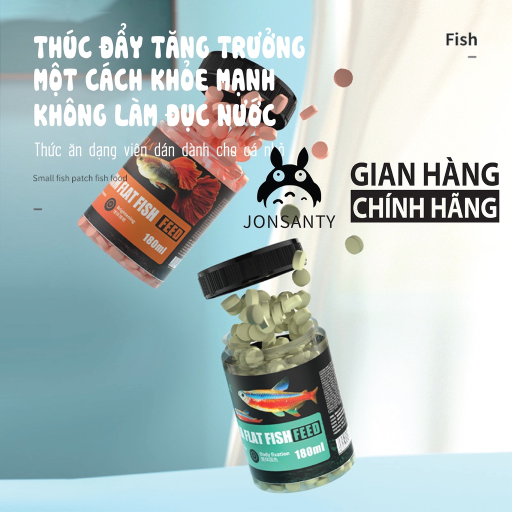 Thức ăn viên dán cho cá cảnh nhỏ, viên tảo protein hãng JONSANTY đầy đủ vitamin thiết yếu giúp cá phát triển khỏe mạnh