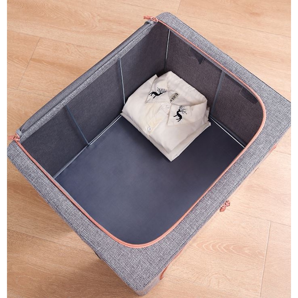 Hộp Đựng Quần Áo Chăn Màn Khung Thép Cao Cấp Loại To Tiện Lợi 66 Lit, tủ vải - chính hãng miDoctor
