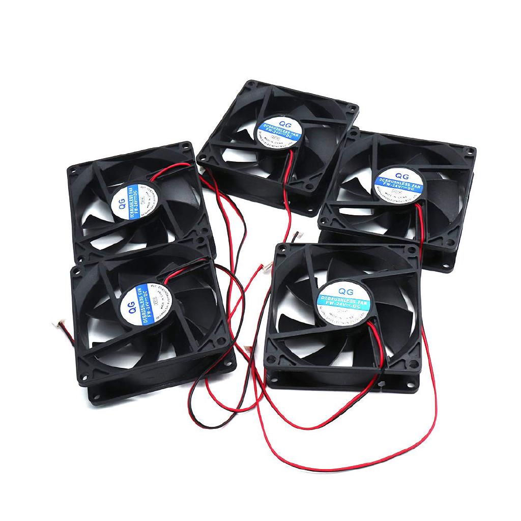 Set 5 Quạt Tản Nhiệt Không Chổi Than 24V 0.25A DC 2pin 80x80x25mm