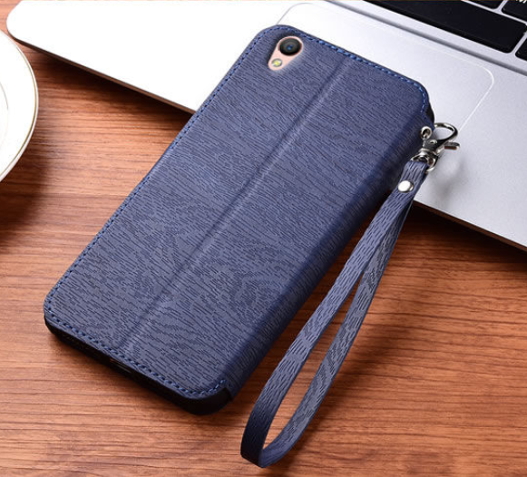 Bao Da OPPO A37 Vỏ Ốp Lưng Ví Tiền Vân gỗ Flip Case Oppoa37 Casing Wood Grain Thin Wallet Soft Casing Cover Cases Silicone Stand Holder Card Bảo Vệ