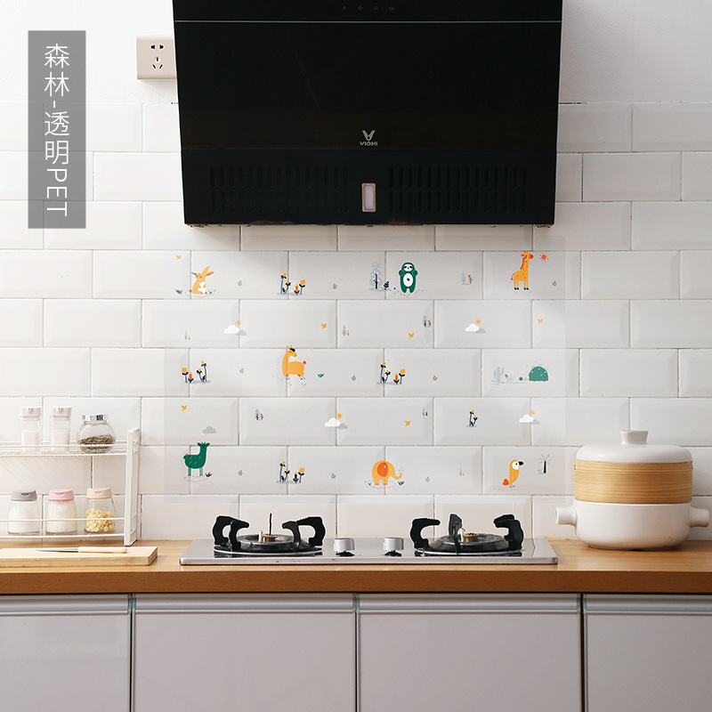 Giấy dán tường bếp chống dầu hình động vật ngộ nghĩnh