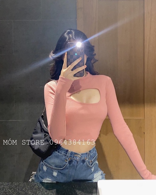 [ 𝐑𝐄̉ 𝐕𝐎̂ Đ𝐈̣𝐂𝐇 ] Áo croptop thun gân tay dài hh.vintage [ẢNH THẬT 100% ]