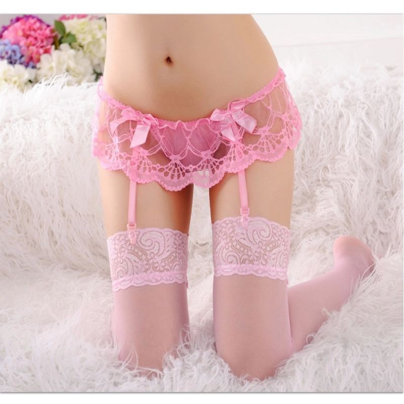 Kẹp nịt tất vớ garter sexy - combo choker đùi và vớ ren trơn sexy gợi cảm