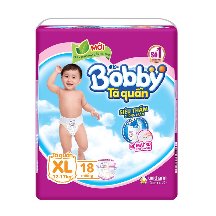 Tã quần Bobby size XL 18 miếng (cho bé 12 - 17kg)