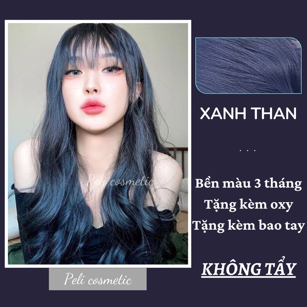 Thuốc nhuộm tóc . nhuộm tóc màu xanh dương than,