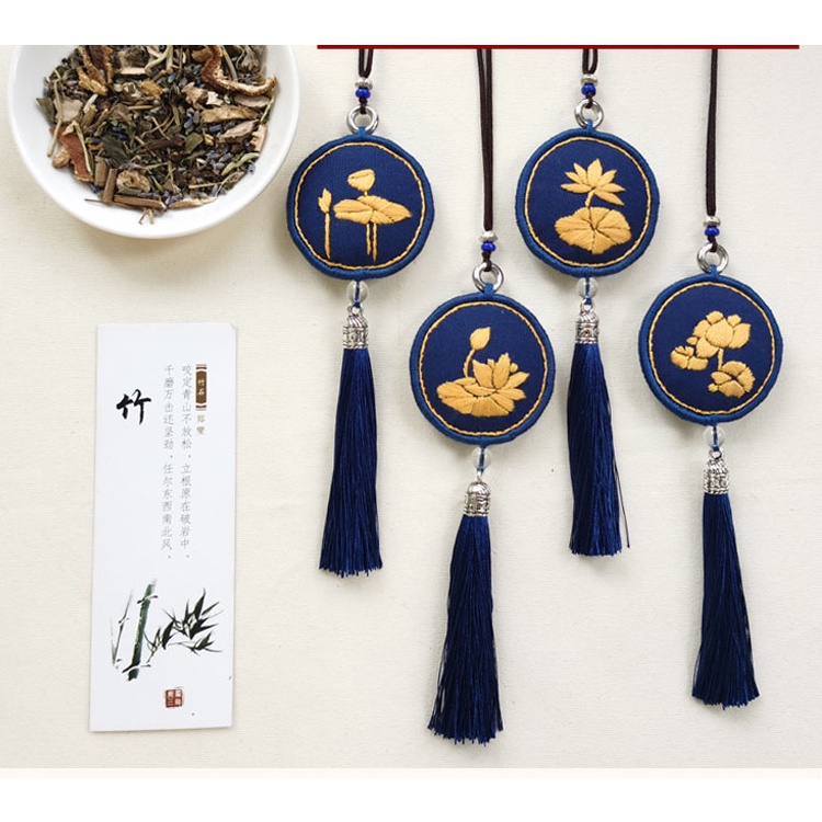 Túi Thơm Tự Thêu Tay Thủ Công - Hoa Sen Thanh Tịnh - Quà tặng May Mắn Bình An Bộ Kit nguyên liệu DIY Handmade - Mie Shop