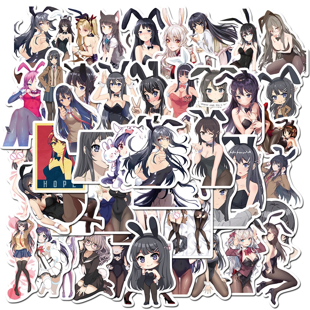 Set 50 / 25 / 10 miếng dán trang trí hình cô gái Anime Hentai quyến rũ