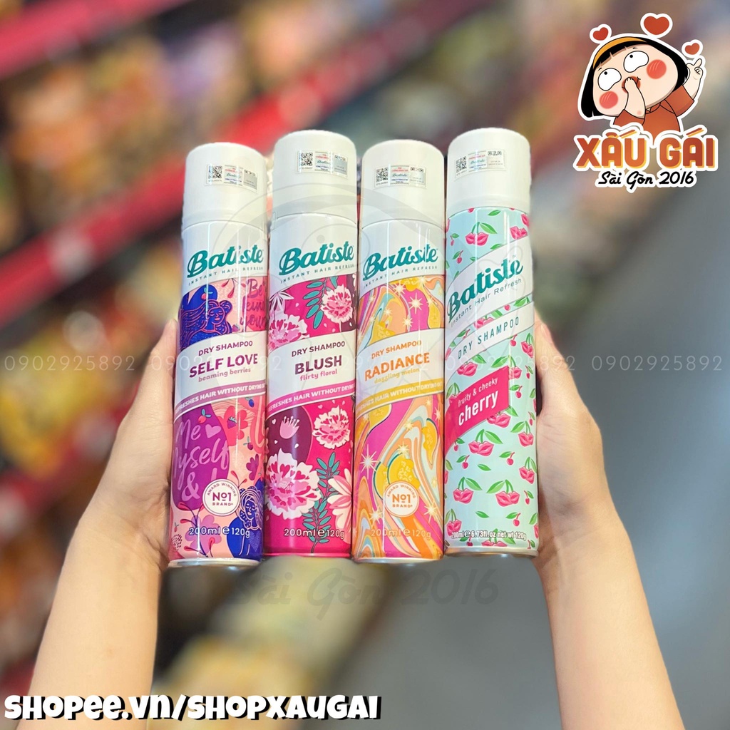 Dầu Gội Khô Batiste Dry Shampoo 200ml - Giúp Mái Tóc Bồng Bềnh, Mềm Mượt, Hết Ngứa