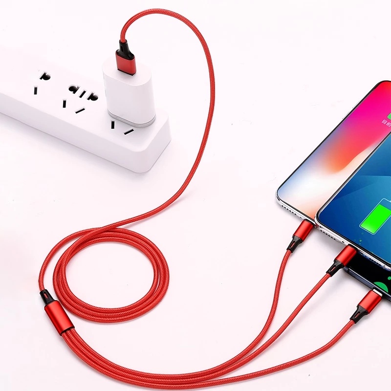 Dây cáp sạc USB Type C 3 trong 1 đa năng cho điện thoại Huawei Samsung tùy chọn màu sắc