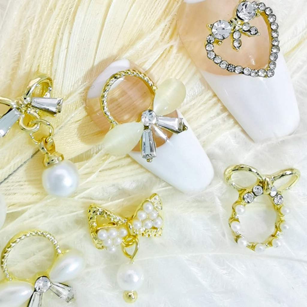 Set 10 Phụ Kiện Kim Loại 3D Đính Trang Trí Móng Nghệ Thuật